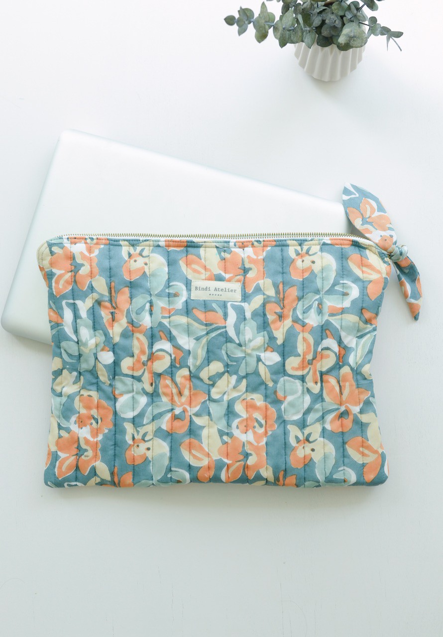 Pochette d'ordinateur - Zinnia Azur