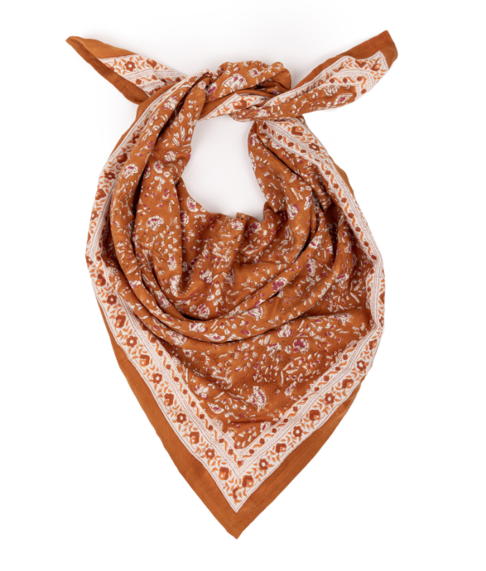 Grand foulard fleuri - Sarika Caramel