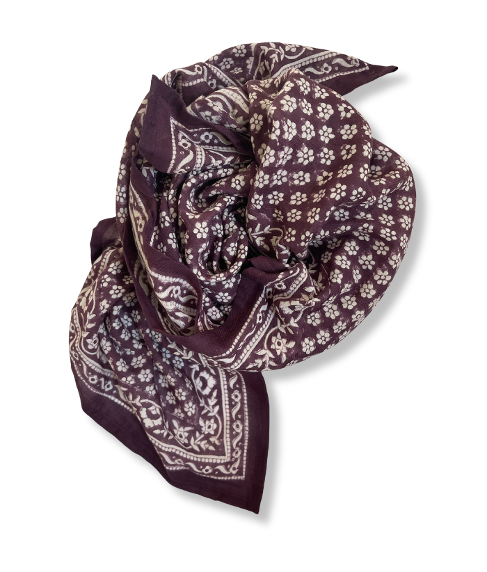 Grand foulard fleuri - Alma Prune