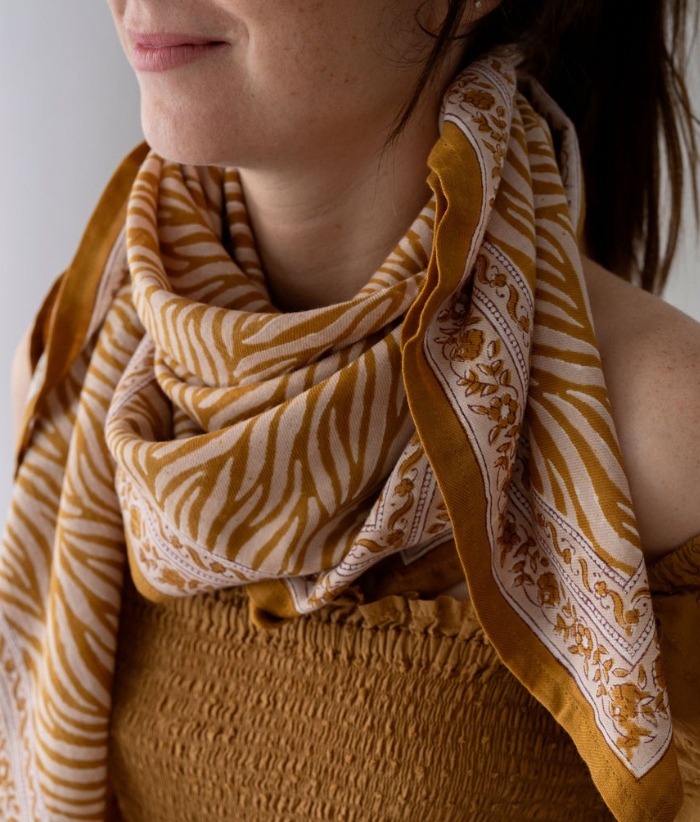 Grand foulard - Zebra Havane
