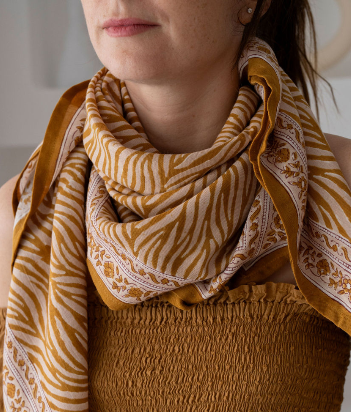 Grand foulard - Zebra Havane