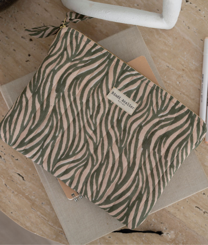 Pochette plate / Ipad - Zebra Khaki