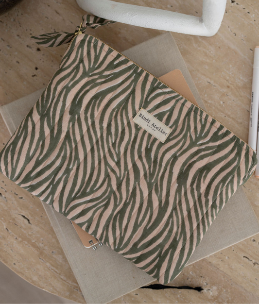 Pochette plate / Ipad - Zebra Khaki