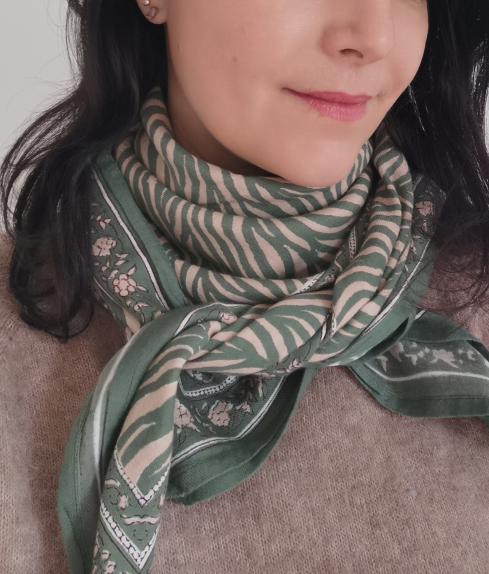 Grand foulard - Zebra Khaki
