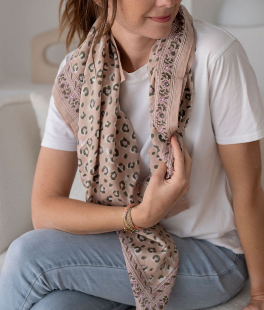 Grand foulard léopard - Bengal Nougat