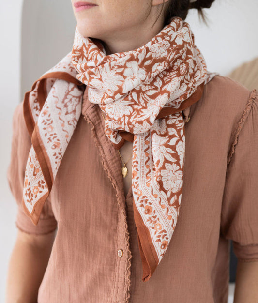 Grand foulard indien - Salvador Terracotta
