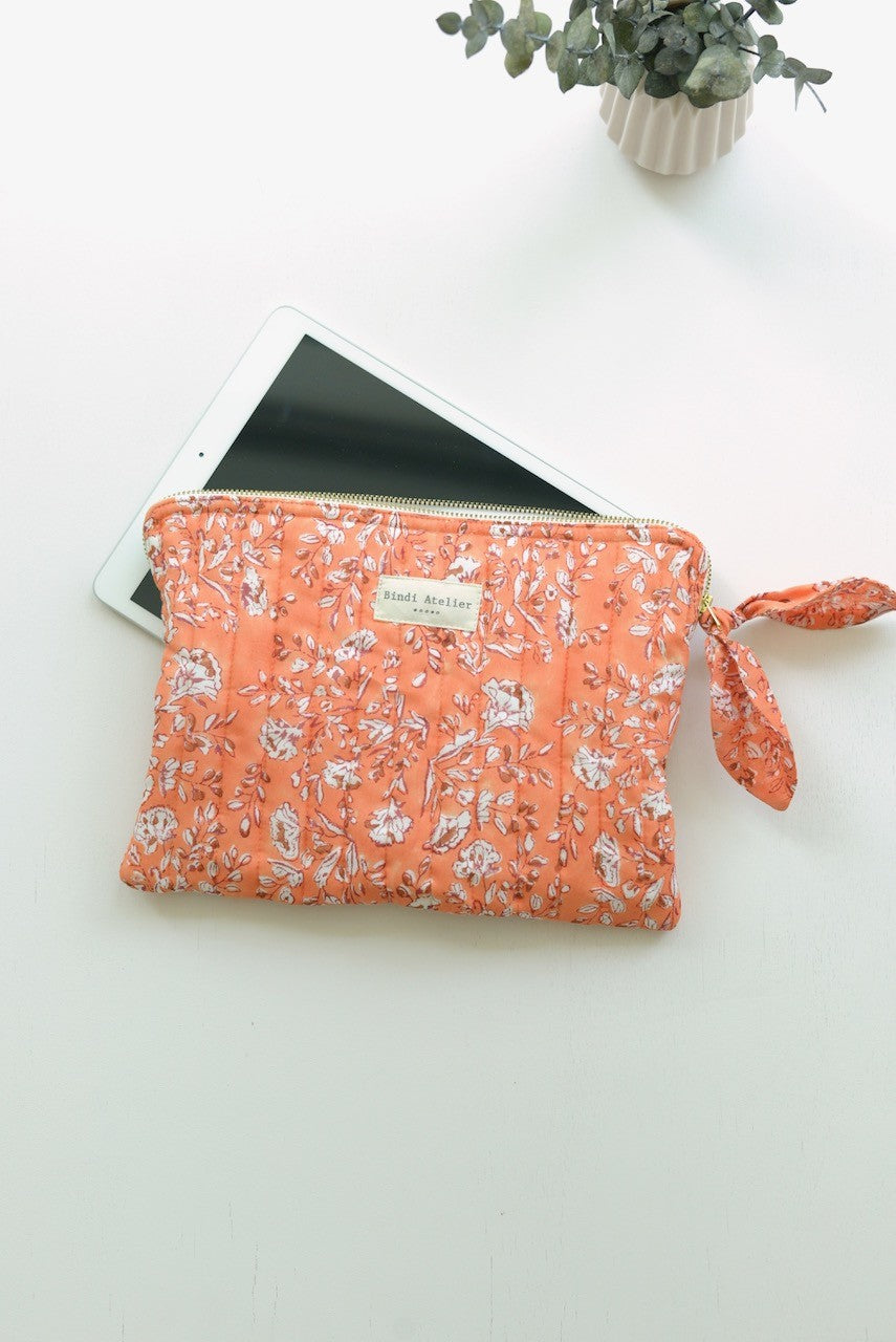 Pochette plate / Ipad - Sarika Papaye