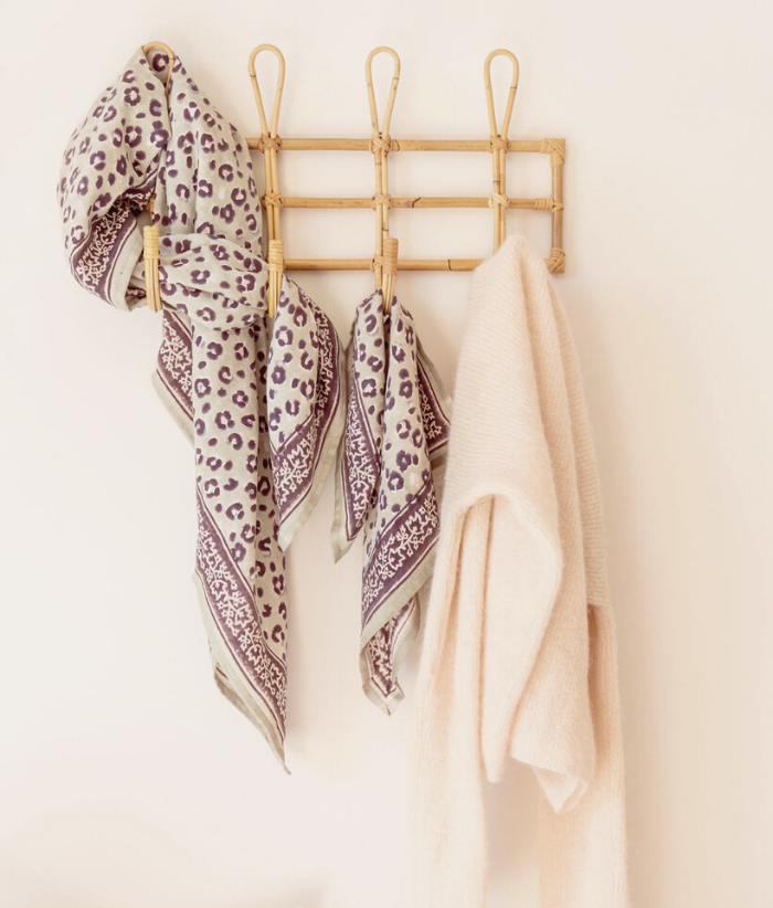 Grand foulard léopard - Bengal Tilleul