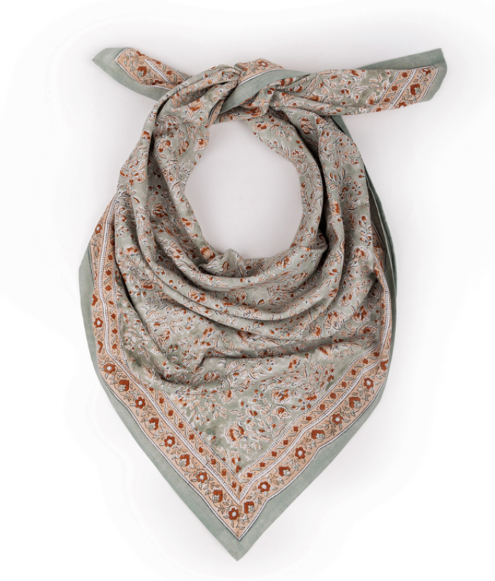 Grand foulard fleuri - Sarika Matcha