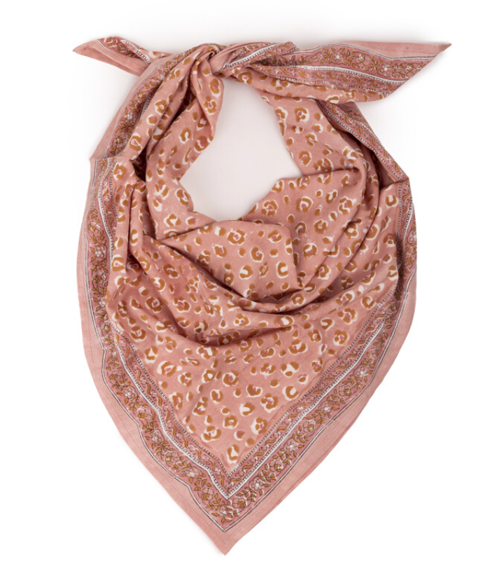 Grand foulard léopard - Bengal Blush