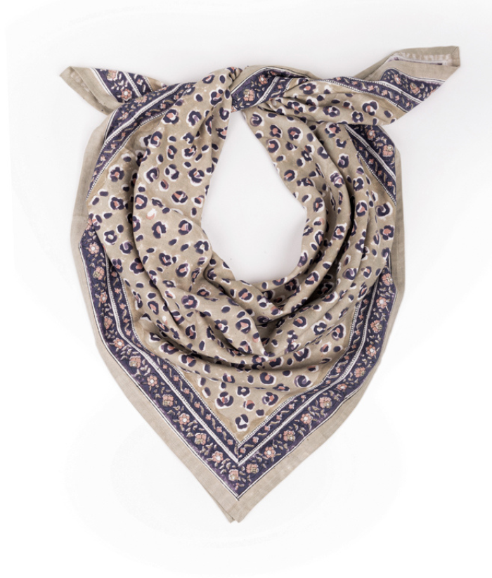 Grand foulard léopard - Bengal Tilleul