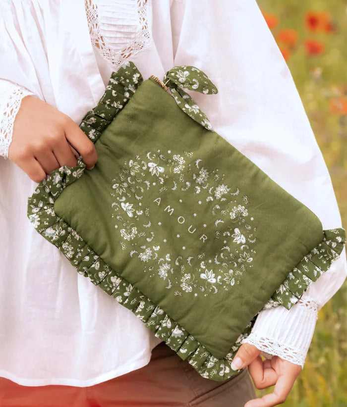 Pochette plate à volants - Amour Khaki